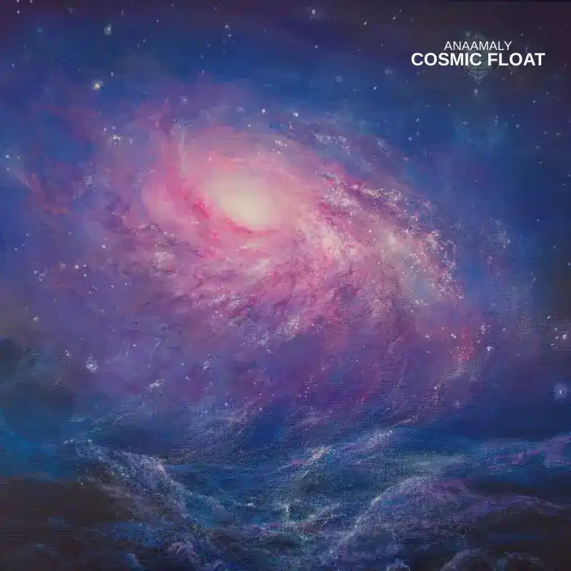 Swirling galaxy with vibrant pink and purple hues against a dark cosmic backdrop.