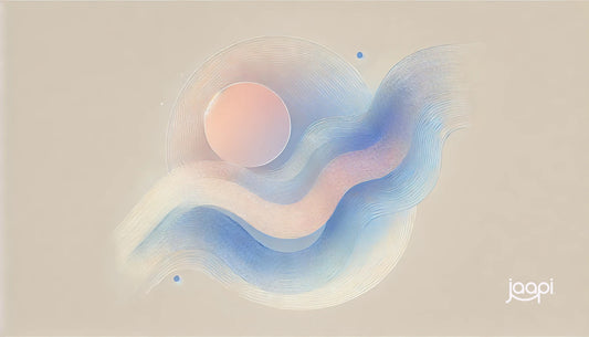 Soft abstract swirl of pastel blue and pink hues for daily meditation timer article.