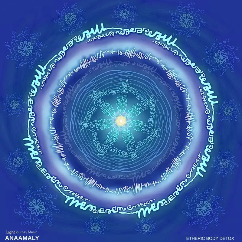 Circular blue mandala design symbolizing Etheric Body Detox with intricate patterns